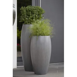 Tolle Pflanzvase für Terrasse & Garten - Hochwertiger Pflanzkübel – Fiberglas - Mit Einsatz – Indoor & Outdoor – Wetterbeständig & Frostsicher – Vase / Kübel (Groß - Höhe: 85cm, Grau)