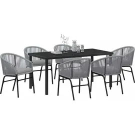 vidaXL Garten Essgruppe 7 pcs Anthrazit Pulverbeschichteter Stahl - Grau