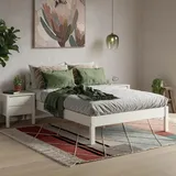 ESTADESIGN Set aus Massivholz Bett und Lattenrost – FSC-zertifiziertes Birkenholz, Stabil, Langlebig und Einfach zu Montieren, Skandinavisches Design für Moderne Schlafzimmer (Elfenbein, 160x200 cm)