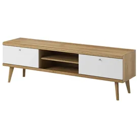 Selsey Scandi TV-Lowboard 160 x 50 x 40 Eiche/Weiß Matt Holz/MDF