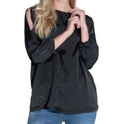 vestino Damen Bluse Sommer-Bluse stylisches Langarm-Shirt 900889 Schwarz - 36