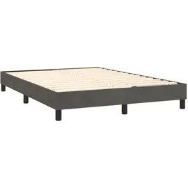 vidaXL Boxspringbett mit Matratze & LED Dunkelgrau 140x200 cm Samt