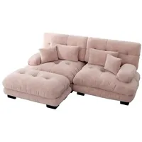 Odikalo 3-Sitzer Modulares Sofa Schlafsofa mit Ottoman, Luxuriöses Modulares Ecksofa - Übergroßes L-förmiges Cloud Couch für Wohnzimmer, Tiefes Schlafsofa mit Ottoman, Cord, Chenille rosa