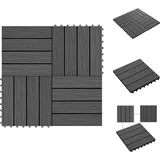 Fußböden & Teppichböden - Living Terrassenfliesen 11 Stk. Tief Geprägt Wpc 30x30cm 1 Qm Schwarz