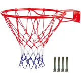 Relaxdays Basketballkorb 45cm zur Wandmontage, & Dübel, Outdoor geeignet, Ø: 45 cm, Basketballring Eisen, orange