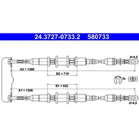 ATE Handbremsseil mit Zubehör Hinten Rechts 24.3727-0733.2 für Opel