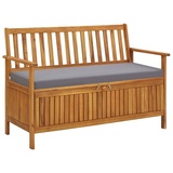 furnicato Gartenbank mit Stauraum 120 cm Massivholz Akazie (1-St., Sitzpolster) grau