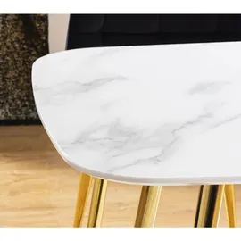 Feldmann-Wohnen Esstisch, Weiß, Gold, Holz, Oval,Oval, 140x75x80 cm, Esszimmer, Tische, Esstische