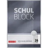 Brunnen 1052626 Schulblock (A4, kariert, mit Rand, Lineatur 26, gelocht, kopfverleimt, 90 g/m2)