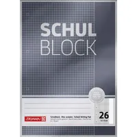 Brunnen 1052626 Schulblock (A4, kariert, mit Rand, Lineatur 26, gelocht, kopfverleimt, 90 g/m2)