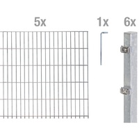 GAH ALBERTS Doppelstabmattenzaun Set 0,8 x 10 m silber