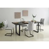 Esstisch HELA "GISELLE Baumkantentisch, Küchentisch", grau (grau, schwarz, grau), B:200cm H:76cm T:100cm, Tische, Esstisch, Kufengestell Metall, Industrial Design, 140 - 200 cm Breite, 2 Farben