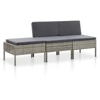 vidaXL Garten-Lounge-Set mit Auflagen 3-tlg. grau