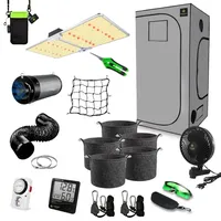 Canna4Home GrowBox Komplettset 100 x 100 x 200cm grau Anbau Set Gewächshaus mit dimmbarer LED Vollspektrum Grow-Lampe, mit Abluftset, Pflanztöpfe, Clipventilator und Zubehör Homebox Zuchtzelt