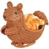 Rattan-Obstkörbe, Rattan-Brotkörbe, Eichhörnchen-gewebter Weidenkorb, Küchentheken-Organisation, Kreativer Organizer für Zuhause, Essenstablett, Obst-Servierschale (L)