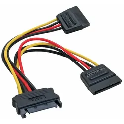 INLINE SATA Strom-Y-Kabel, SATA Buchse an 2x SATA Stecker, 0,15m