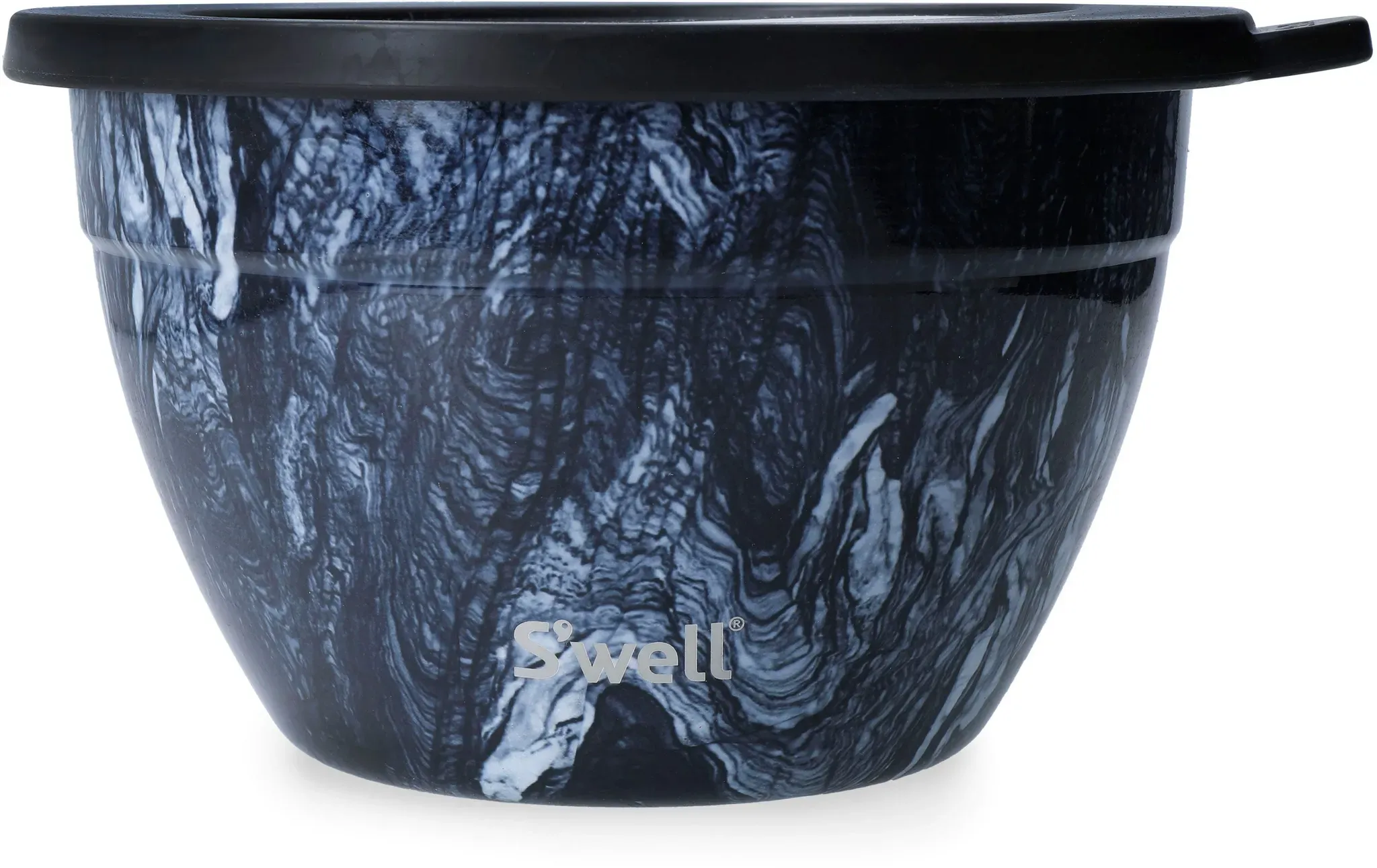 Salatschüssel S'WELL "S'well Onyx Salad Bowl Kit, 1.9L", blau (azurit, marmor), B:21cm H:12cm T:19cm, Edelstahl, Schüsseln, Therma-S'well-Technologie, vakuumisolierten Außenschale