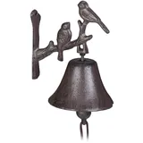 Relaxdays 2 x Türglocke Gusseisen, Vogel Motiv, antik, Landhausstil, lauter Klang, Wandglocke Gartendeko, wetterfest, braun