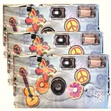 3X 1A Photo PORST Einwegkamera Edition Flower Power, Blumen und Schmetterling, mit Blitz, Batterien und Film (3er Pack, je 27 Aufnahmen)