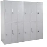 Mendler Schließfach Boston T829, Schließfachschrank Wertfachschrank Spind, Metall 12 Fächer ~ grau