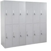 Mendler Schließfachschrank Metall 12 Fächer grau