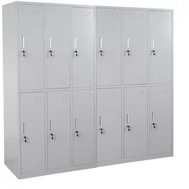 Mendler Schließfachschrank Metall 12 Fächer grau