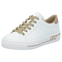 Plateausneaker RIEKER, Damen, Gr. 38, weiß, Lederimitat, sportlich, Schuhe, harmonischen Kontrastdetails, Freizeitschuh, Halbschuh, Schnürschuh