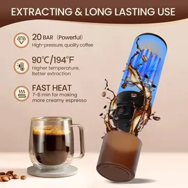eirolace 3-in-1 Mini Espressomaschine 20 Bar schwarz