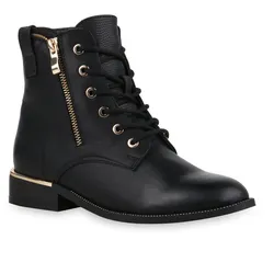 Damen Schnürstiefeletten in Schwarz Muster