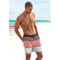 BENCH Badeshorts Mac Schwarz/Bordeaux/Grau XL