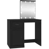 vidaXL Schminktisch mit LED Schwarz 90x50x132,5 cm Holzwerkstoff