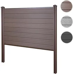 WPC-Sichtschutz Sarthe, Zaun Windschutz, WPC-Pfosten zum Einbetonieren ~ Basiselement, 195cm braun