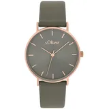 S.Oliver Damen Quarzuhr Analog, mit Leder Armband, Grau, 3 bar Wasserdicht, Kommt in Uhren Geschenk Box,