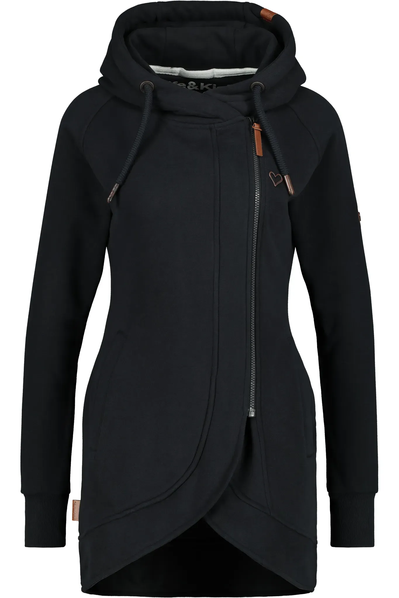 Kapuzensweatjacke ALIFE & KICKIN "Damen MaryAK A" Gr. XS, schwarz (moonless) Damen Sweatjacken