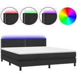 vidaXL Boxspringbett mit Matratze & LED Schwarz 160x200 cm Kunstleder