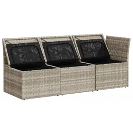 vidaXL Gartensofa mit Kissen 3-Sitzer Hellgrau Poly Rattan