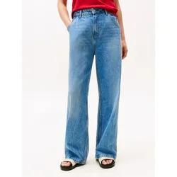 Weite Jeans TOMMY HILFIGER "Loose Wide Leg Regular Waist", Damen, Gr. 32, Länge 30, ali, Denim/Jeans, Obermaterial: 57% Baumwolle, 43% Lyocell, unifarben, casual, weit, Jeans, mit Tommy Hilfiger Logo-Badge