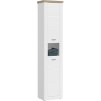 xonox.home Hochschrank Weiß, Eiche, 4 Fächer, 45x191x31 cm, stehend, Badezimmer, Badezimmerschränke, Hochschränke