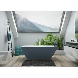 Hoesch Badewanne „Lasenia“ für barrierefreie Bäder freistehend oval 180 × 90 cm in Weiß-Grau