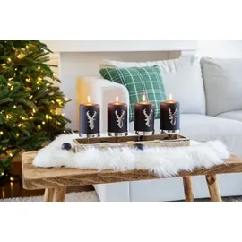 Edzard Adventskranz Lille (Höhe 9 cm, Länge 45 cm), Edelstahl und Mangoholz, für 4 Kerzen ø 8 cm