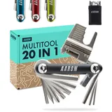 AARON Tool 20 in 1 Multitool - Fahrrad Multifunktionswerkzeug aus rostfreiem Stahl/Aluminium - faltbares Mini Fahrradwerkzeug mit vielen Funktionen - praktisches Bike Tool in Schwarz