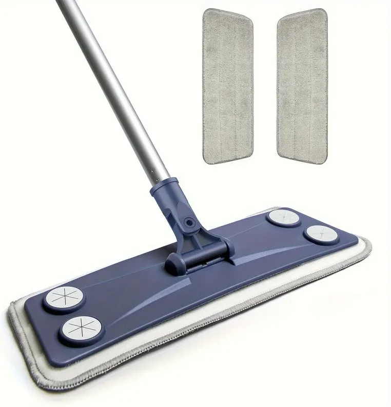 emmama Professioneller Mikrofaser-Wischmopp für Hartböden, Laminat und Fliesen, 4 Abschnitte, 61 Zoll langer Stiel, inkl. 2 waschbaren Wischpads, Haushaltsartikel für zu Hause, Haushalts-Highlights, Reinigungswerkzeuge