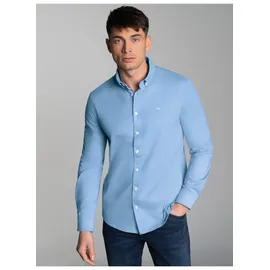 TRIGEMA Poloshirt "TRIGEMA Business-Hemd aus DELUXE-Single-Jersey", Herren, Gr. M, blau (horizont), Single Jersey, 100% Baumwolle, lang, ohne Ausschnitt, Shirts
