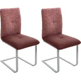 Freischwinger K+W KOMFORT & WOHNEN "Giacomo II", rot (bordeaux, edelstahloptik), B:46cm H:90cm T:62cm, Polyester, Stühle, Freischwinger, mit Metallgriff am Rücken, Sitz und Rücken gesteppt in Materialmix