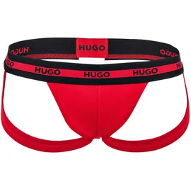Hugo Herren Jockstrap, 3er Pack - TRIPLET PLANET, Cotton Stretch, Logo Schwarz/Rot/Weiß XL