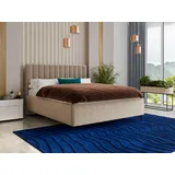 Sofnet Bett mit Bettkasten SOHO Polsterbett inkl. Lattenrost mit Metallfüße Schlafzimmer - 140 x 200 - Beige (Paros 02)