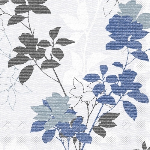 Mank Serviette Tissue Chrissy in Blaugrau, 40x40 cm, 100 Stück - Herbst Blätter Laub
