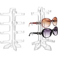 2 Stück Brillenständer, Sonnenbrillen Brillenhalter Transparent Kunststoff Brillenregal 4-Lagen Brillen Aufbewahrungs Präsentationsregal, für AufbewahrungSonnenbrillen, Myopia-Brillen, Planspiegel