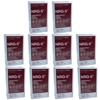 Emergency Food 10 x NRG-5 Trekking Nahrung Not Ration Essen Laktosefrei Vegan