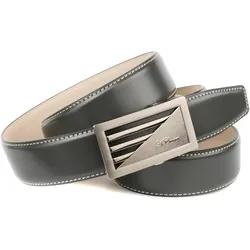 Ledergürtel ANTHONI CROWN, Damen, Gr. 85, grau, Rindsleder, unifarben, kontrastfarbene Details, klassisch,elegant,festlich, Gürtel, Leicht bombiert, glatte Oberfläche